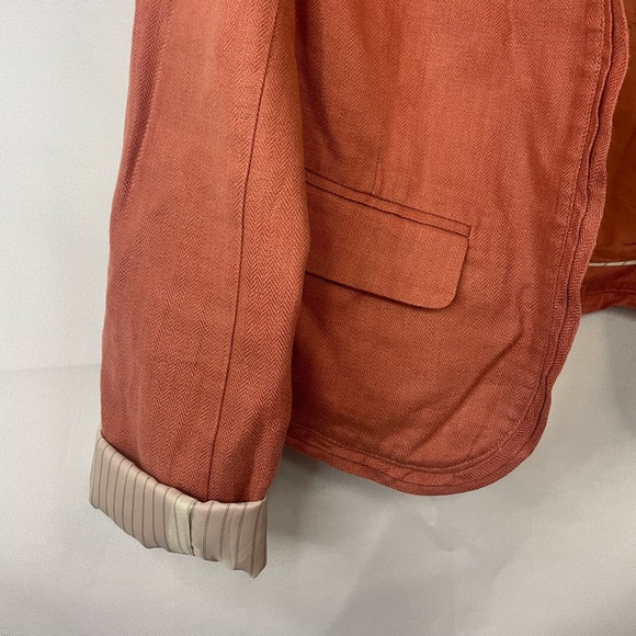 Loft XS linen blazer in an earthy terracotta color. Cuffs do unroll! - Picture 3 of 5